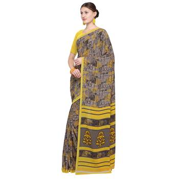 multicolour printed georgette designer saree with blouse 3