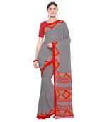 grey printed Georgette designer saree with blouse