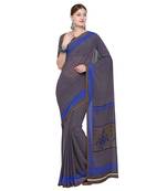 brown printed Georgette designer saree with blouse