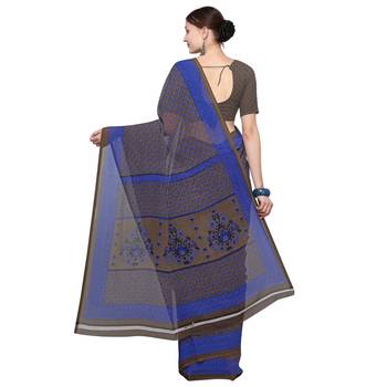 brown printed Georgette designer saree with blouse 2
