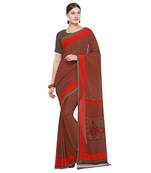 brown printed Georgette designer saree with blouse
