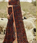 Black printed Georgette saree with blouse