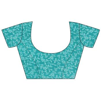 turquoies printed Georgette designer saree with blouse 4