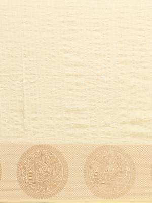 Cream printed linen saree with blouse 3