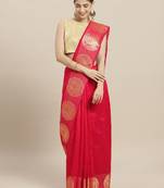 Pink printed linen saree with blouse