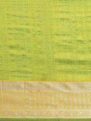Green printed cotton poly saree with blouse 3