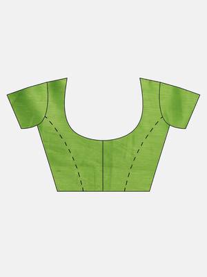 Green printed cotton poly saree with blouse 5