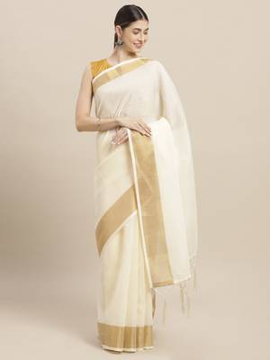 Coral printed cotton poly saree with blouse 1