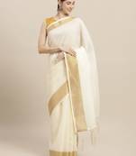 Coral printed cotton poly saree with blouse