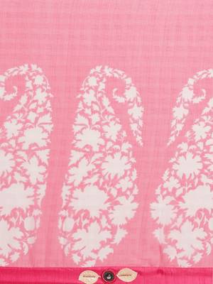 Pink printed faux georgette saree with blouse 3
