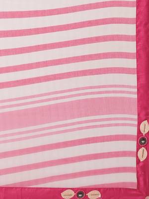 Pink printed faux georgette saree with blouse 4