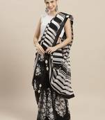 Black printed faux georgette saree with blouse
