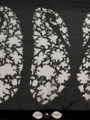 Black printed faux georgette saree with blouse 3