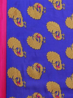Blue printed faux georgette saree with blouse 4