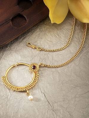 Traditional Nose Ring/Nath With Chain For Women Nl09 1
