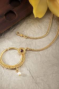 Traditional Nose Ring/Nath With Chain For Women Nl09