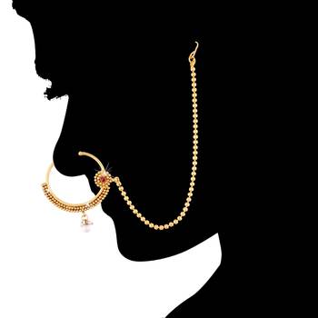 Traditional Nose Ring/Nath With Chain For Women Nl09 2