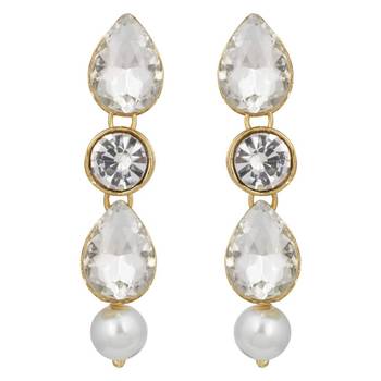 Traditional Gold Plated Pearl & Kundan Necklace Set With Earrings For Women 5