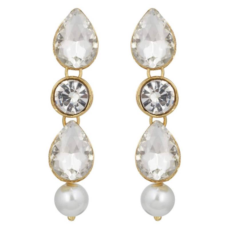 Traditional Gold Plated Pearl & Kundan Necklace Set With Earrings For Women