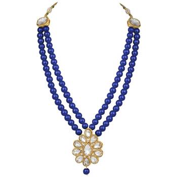 Traditional Gold Plated Pearl & Kundan Necklace Set With Earrings For Women 3