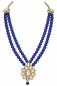 Traditional Gold Plated Pearl & Kundan Necklace Set With Earrings For Women