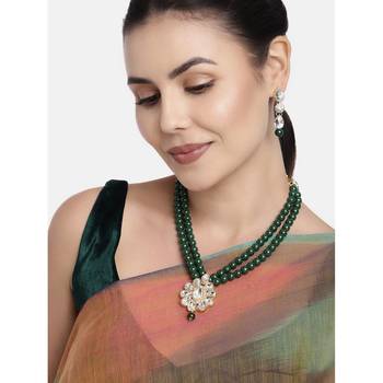 Traditional Pearl & Kundan Necklace Set With Earrings For Women 2