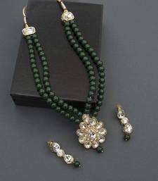 Traditional Pearl & Kundan Necklace Set With Earrings For Women