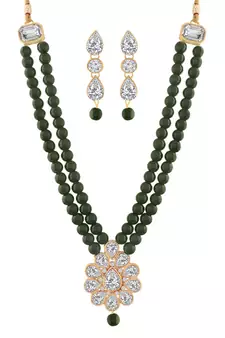 Traditional Pearl & Kundan Necklace Set With Earrings For Women