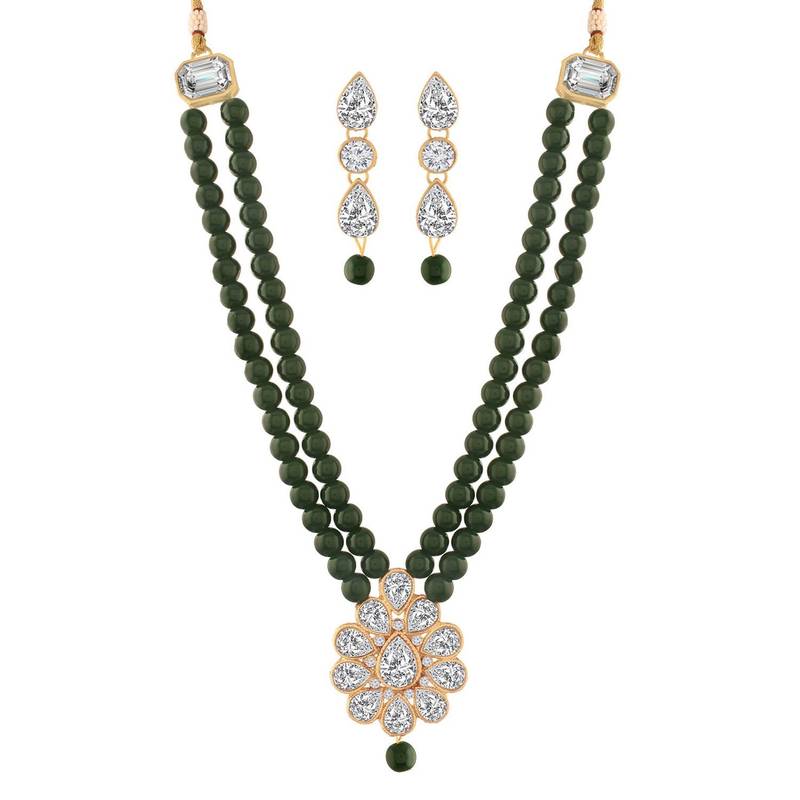 Traditional Pearl & Kundan Necklace Set With Earrings For Women
