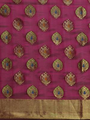 Brown printed polycotton saree with blouse 3