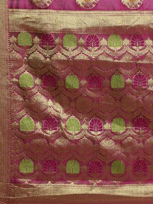Brown printed polycotton saree with blouse 4