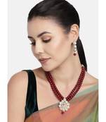 Traditional Pearl & Kundan Necklace Set With Earrings For Women