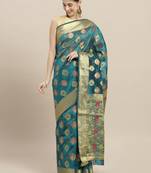 Light blue printed art silk saree with blouse