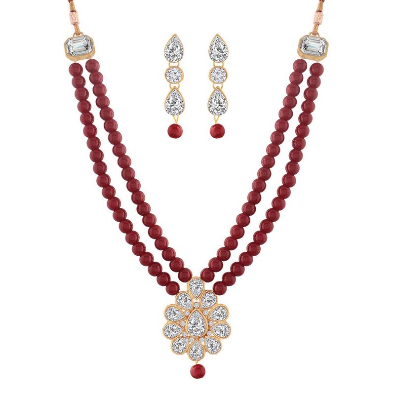 Traditional Pearl & Kundan Necklace Set With Earrings For Women