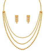 Gold Plated Multi Strands Necklace With Earrings Set For Women Ms141