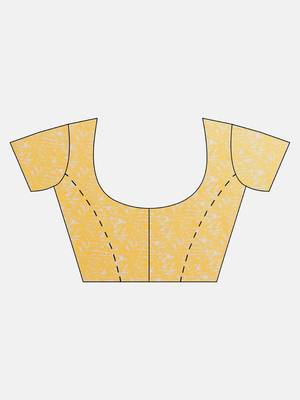 Yellow printed art silk saree with blouse 5