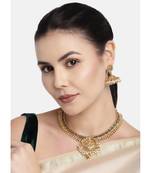 Temple Jewellery Laxmi Pendant Necklace Set With Earrings For Women