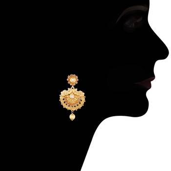 Gold Plated Traditional Necklace Set With Earrings & Maang Tikka For Women Ms115 2