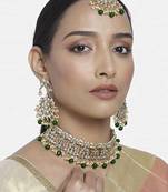 Traditional Kundan Choker Necklace Set with Earrings & Maang Tikka For Women 