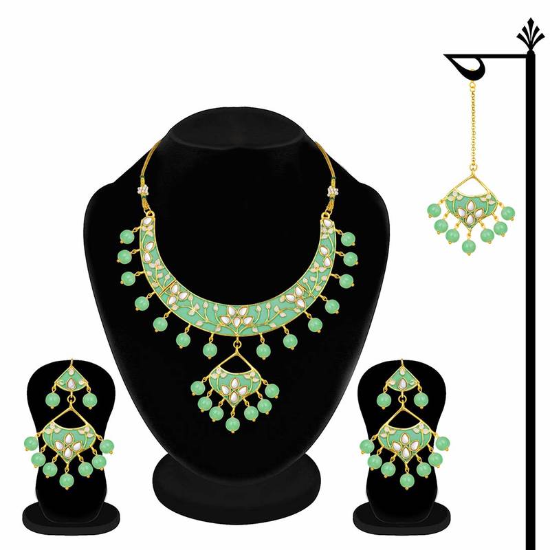Kundan Meenakari Necklace Jewellery Set For Women