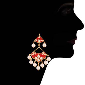 Gold Plated Kundan Meenakari Necklace Jewellery Set For Women 2