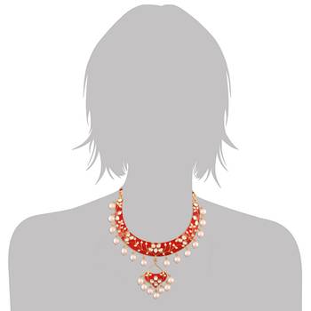 Gold Plated Kundan Meenakari Necklace Jewellery Set For Women 3