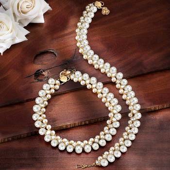 Traditional Gold Plated Kundan Pearl Anklets Payal For Girls & Women 1