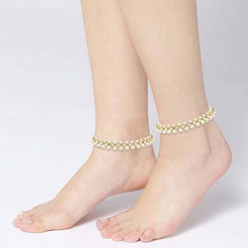 Traditional Gold Plated Kundan Pearl Anklets Payal For Girls & Women 3
