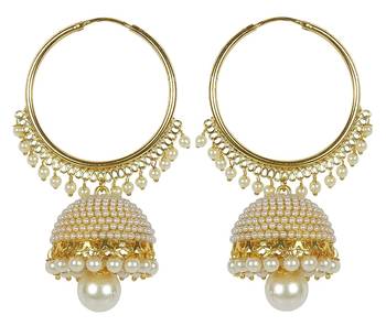 Chandbali Pearl Jhumki Earrings For Women E2549W 1