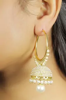 Chandbali Pearl Jhumki Earrings For Women E2549W