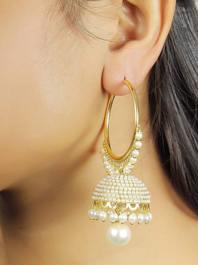 Chandbali Pearl Jhumki Earrings For Women E2549W