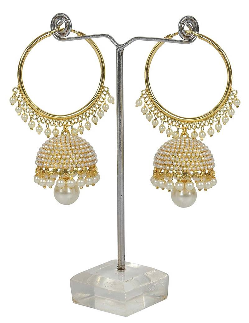 Chandbali Pearl Jhumki Earrings For Women E2549W