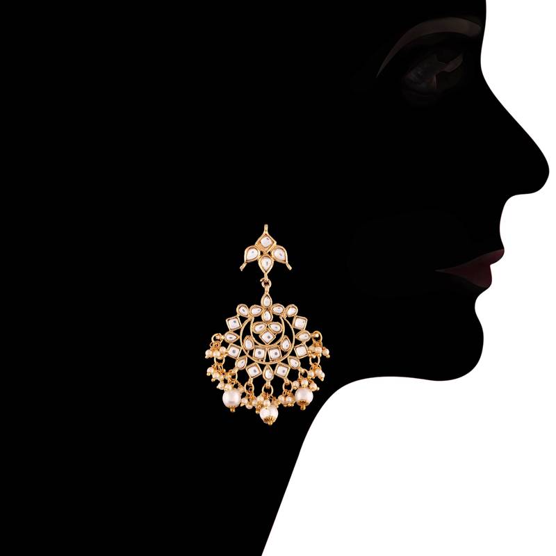 Gold Plated Kundan & Pearl Earring For Women
