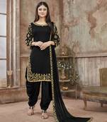 Black Embroidered Art Silk Salwar